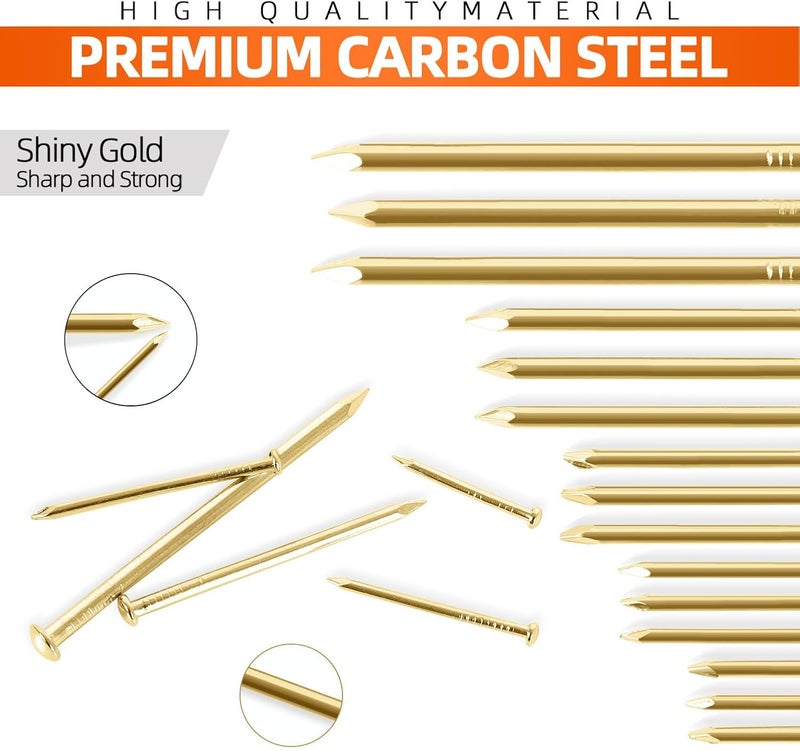 OUSCHR 200 PCS Round Head Nails, 2 Inches Hardware Nail, Nails for Hanging Pictures, Wood Nails, Gold Nails, Household Nails - Image 2